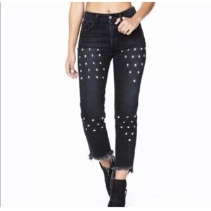 CARMAR sweetheart charcoal spiked black Emilia Sturgis moto biker like new jeans
